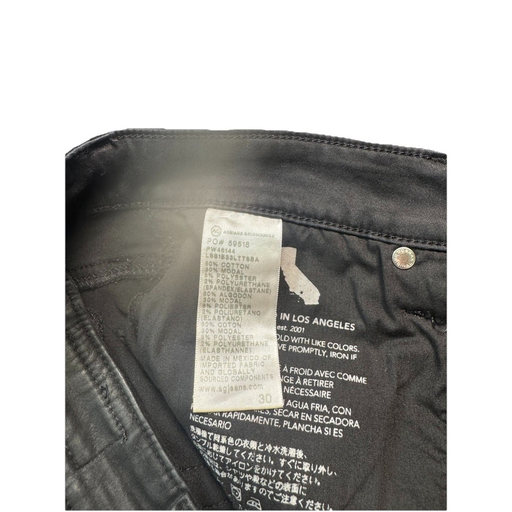 AG Adriano Goldschmied Mari Black Coated‎ Jeans Women 30 Japanese Fabric US Made - Picture 10 of 11